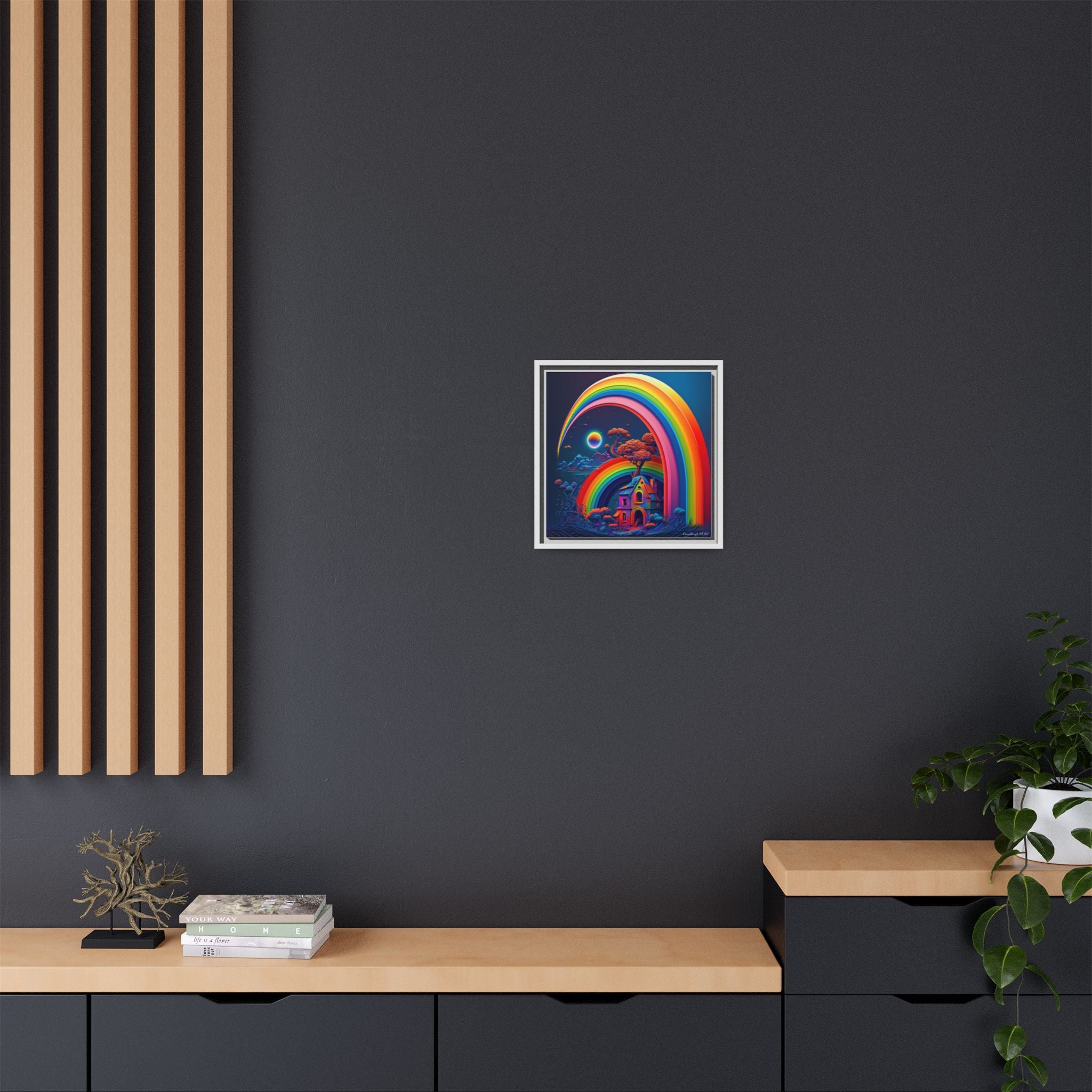 Home Beneath the Rainbow, Art Print — Colorful Modern Wall Canvas