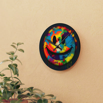 Happy Tie Dye Face Style 1 Wall Clock