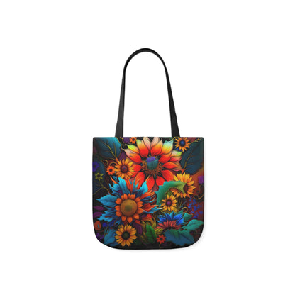 Bold And Beautiful Colorful Flowers Style Two Polyester Canvas Tote Bag (AOP)