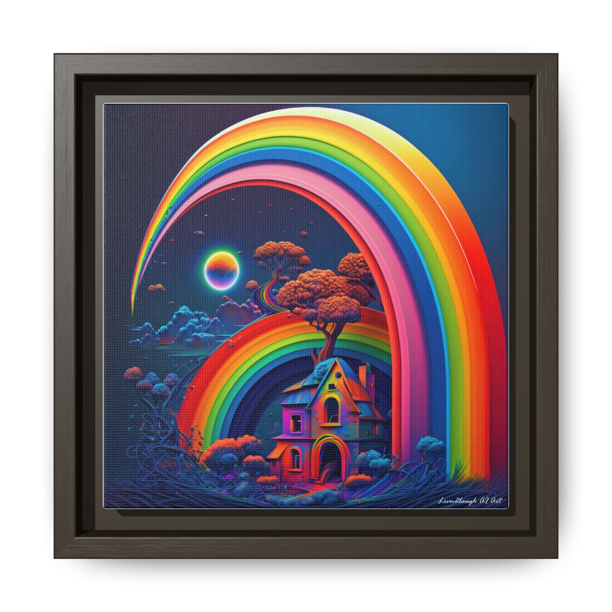 Home Beneath the Rainbow, Art Print — Colorful Modern Wall Canvas