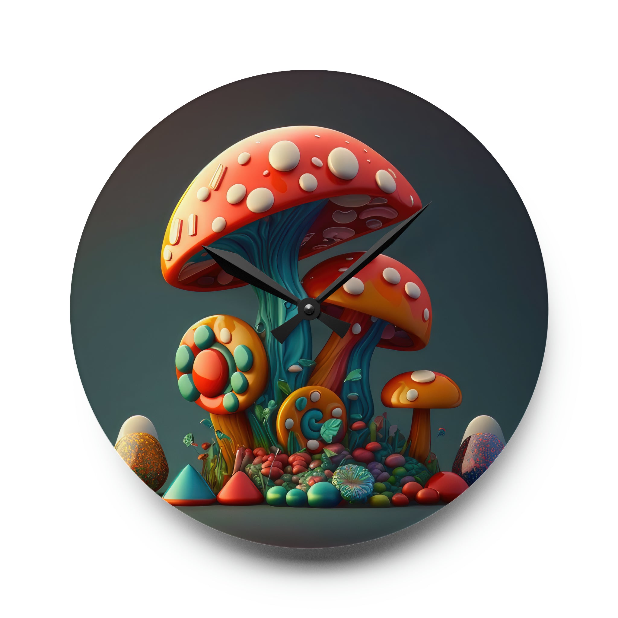 Hippie Mushroom Color Candy Style Design Style 4 Acrylic Wall Clock