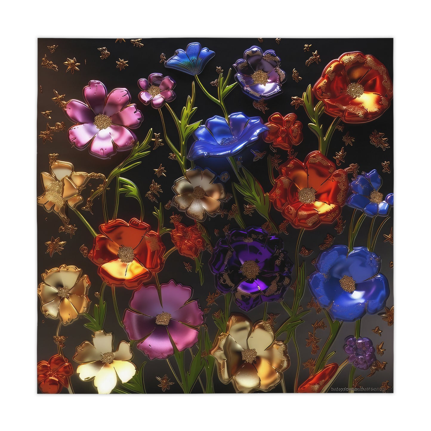 Bold & Beautiful & Metallic Wildflowers, Gorgeous floral Design, Style 7 Tablecloth