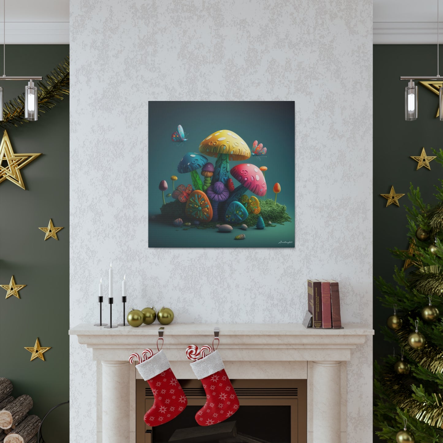 Beautiful Mushroom Luminating Colorful Bliss 4 Canvas Gallery Wraps