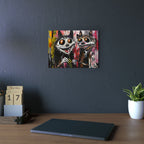 Doodle Abstract Wide Eye Racoons With Colorful Grey Pink Yellow Background By DaFlowerChild Aluminum Composite Panels