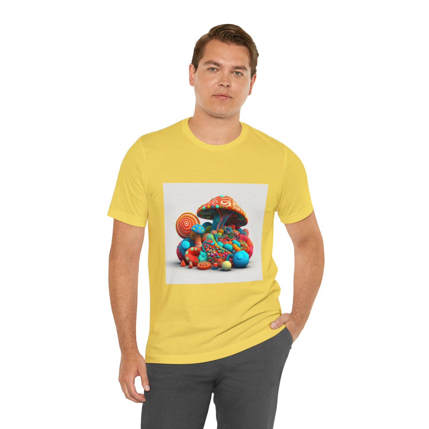 Hippie Mushroom Color Candy Style Design Style 1Unisex Jersey Short Sleeve Tee