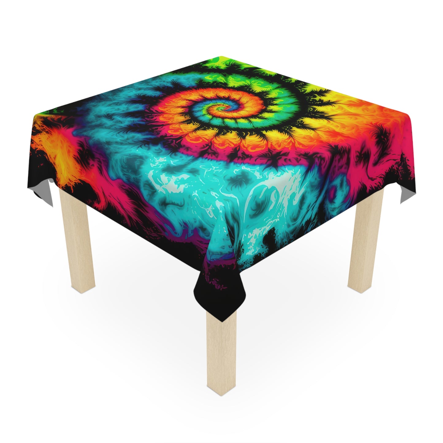 Bold And Beautiful Tie Dye Style 4 With Black Background Tablecloth