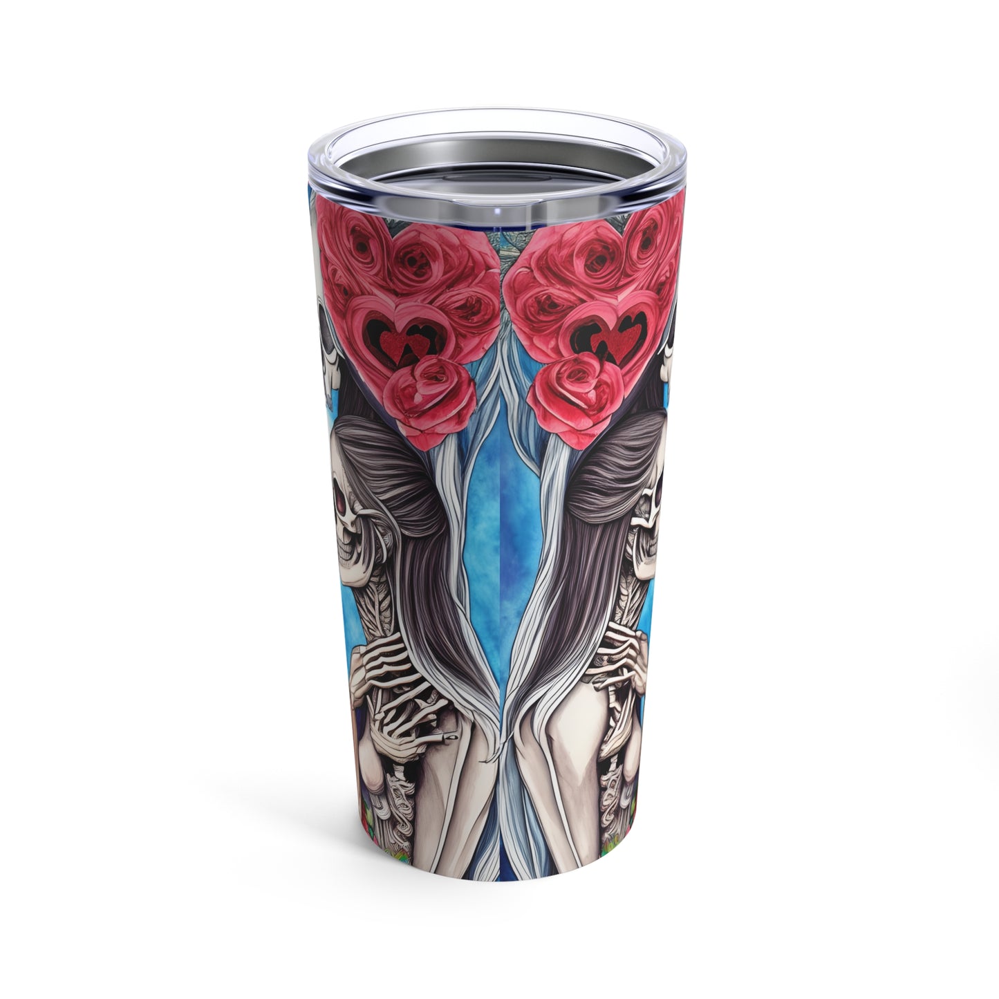 Love Shows No Time Boundaries Skulls, Image By Loewenkind Creations Tumbler 20oz