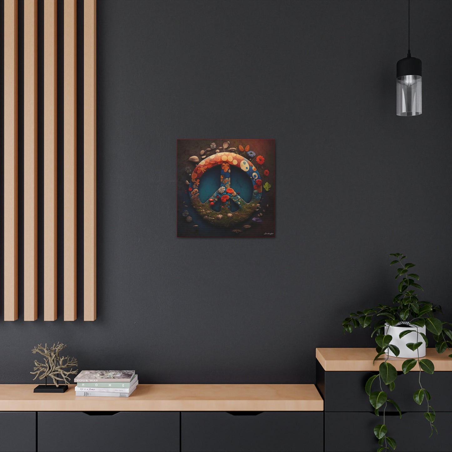 Beautiful Forest Round Peace Sign Canvas Gallery Wraps