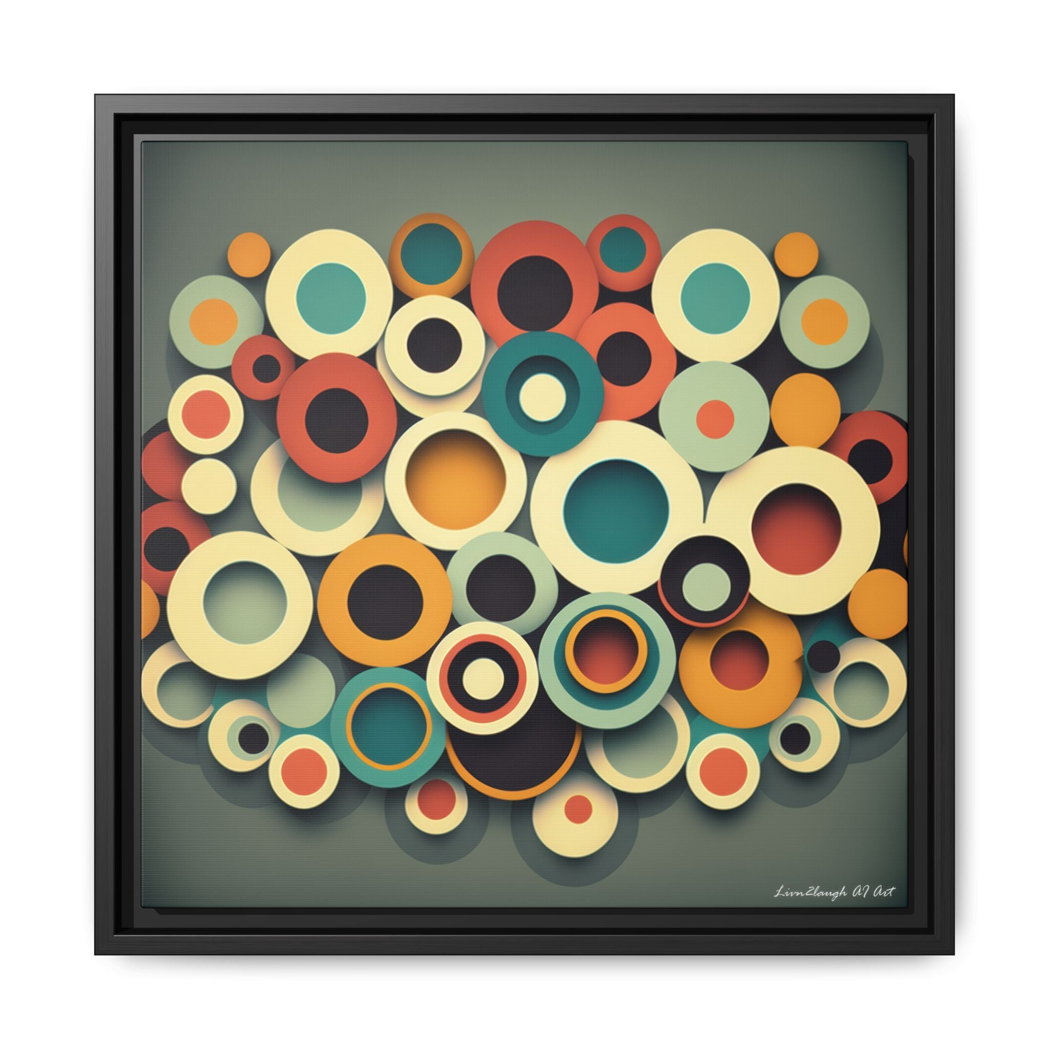Gathered Circles, Matte Canvas, Framed (Multi-color)