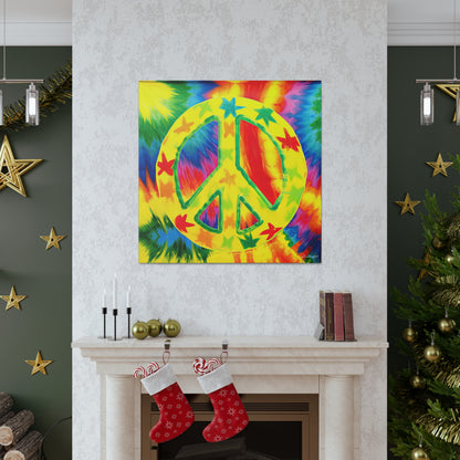 Coolio Tie Dye Hippie Peace Sign And Stars 8 Canvas Gallery Wraps