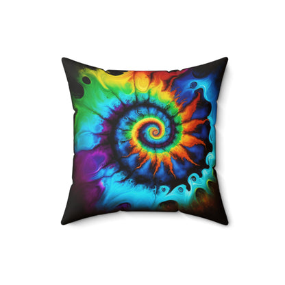 Bold And Beautiful Tie Dye Style One Spun Polyester Square Pillow
