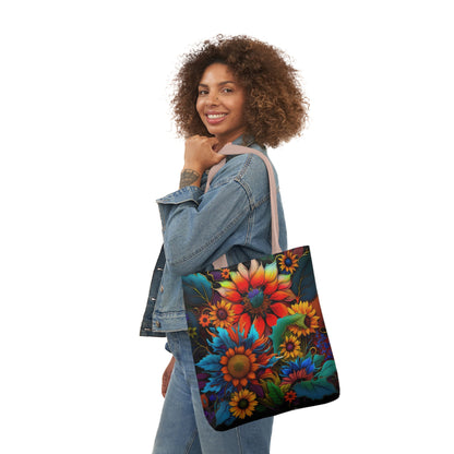 Bold And Beautiful Colorful Flowers Style Two Polyester Canvas Tote Bag (AOP)