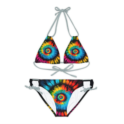 Bold And Beautiful Tie Dye Style Four Strappy Bikini Set (AOP)