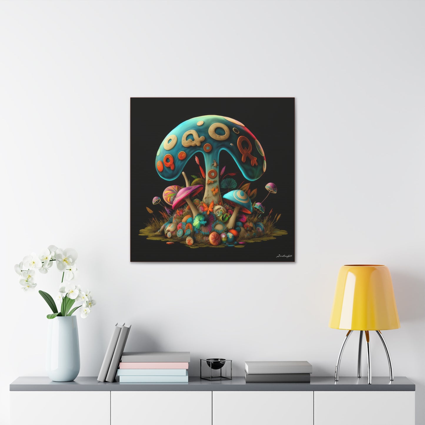 Beautiful Mushroom Colorful Uniquely Detailed Canvas Gallery Wraps