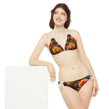 Bold And Beautiful Flowers Style One Strappy Bikini Set (AOP)