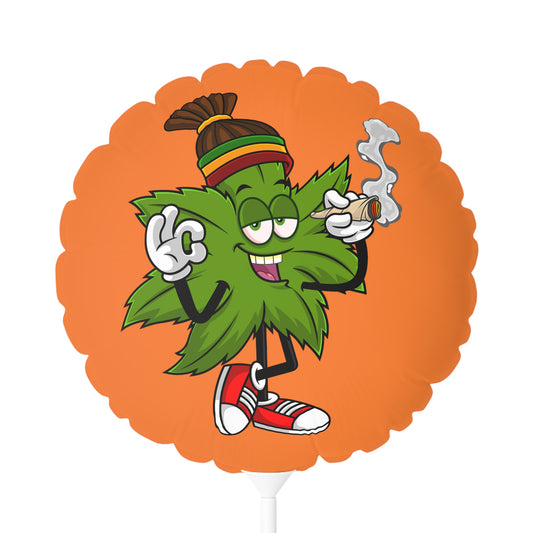 Marijuana Reggae Pot Leaf Man Smoking A Joint With Red Sneakers Style One, Orange Balloon (Round and Heart-shaped), 11"