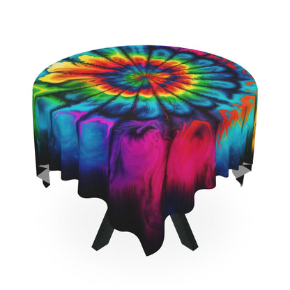 Bold And Beautiful Tie Dye Style 2 With Black Background Tablecloth