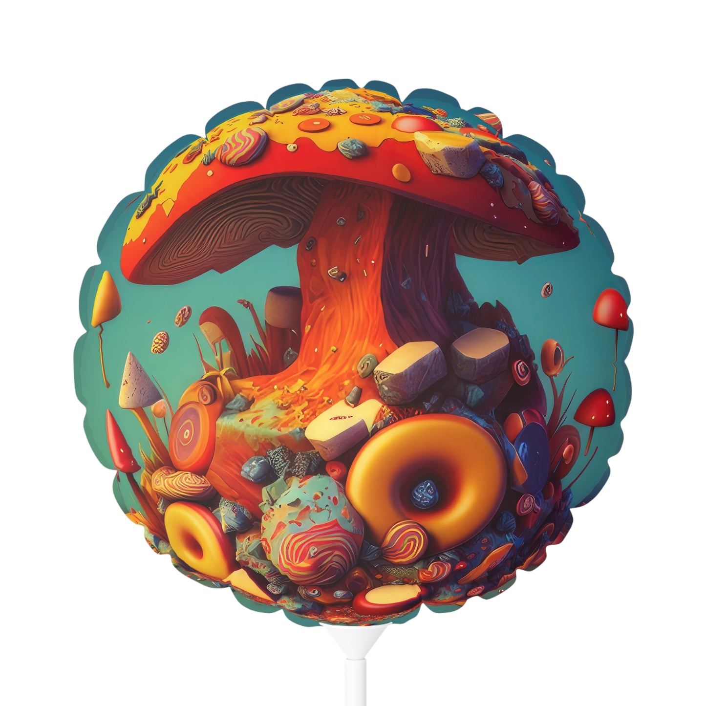 Hippie Mushroom Color Candy Style Design Style 2 Balloon (Round and Heart-shaped), 11"