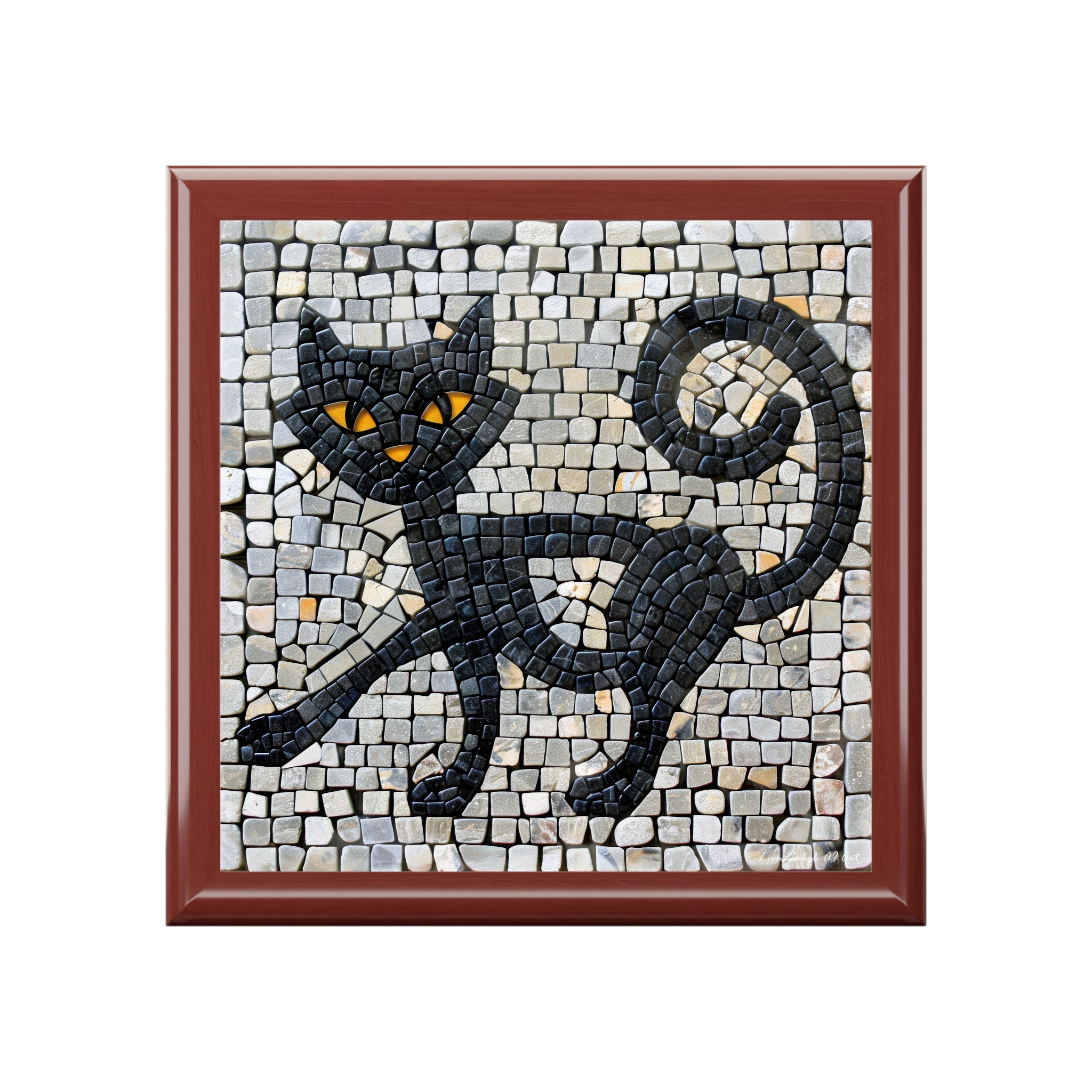 "Curious Black Cat Mosaic", Jewelry- Stash- Collection Box