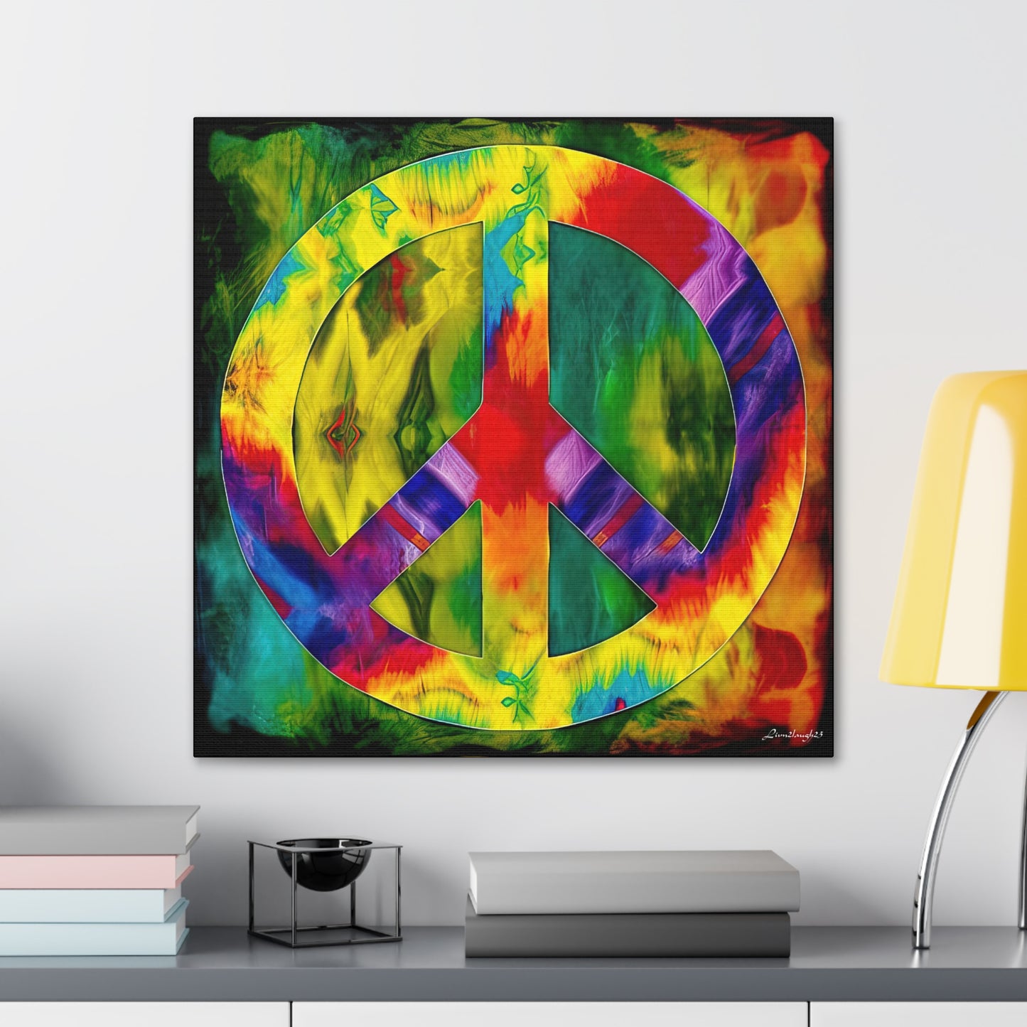 Coolio Tie Dye Hippie Peace Sign 9 Canvas Gallery Wraps