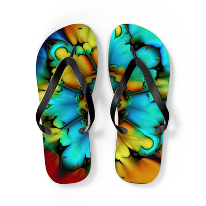 Bold And Beautiful Tie Dye B 3 Blue Yellow Flip Flops