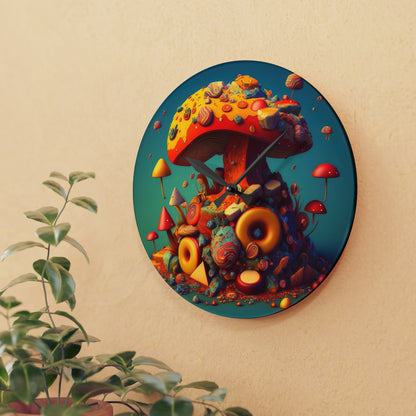 Hippie Mushroom Color Candy Style Design Style 2 Acrylic Wall Clock