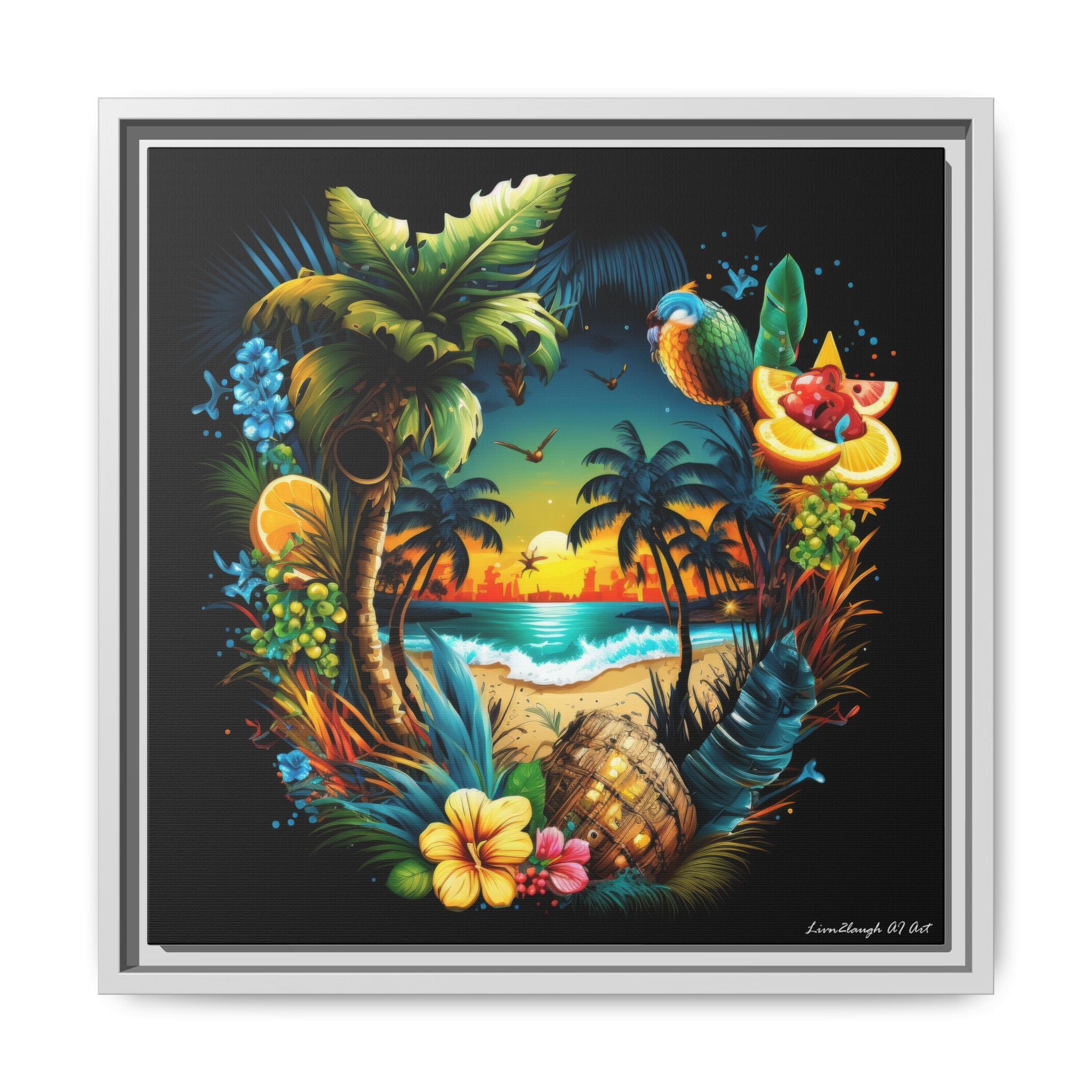Island Rhythm at Dusk, Art Print — Colorful Modern Wall Canvas