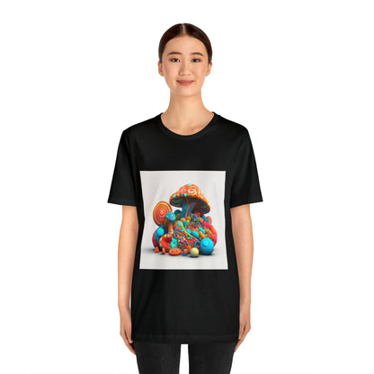 Hippie Mushroom Color Candy Style Design Style 1Unisex Jersey Short Sleeve Tee