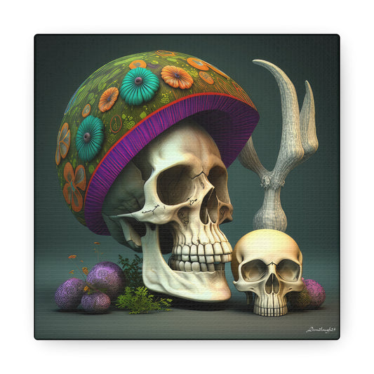 Skull With Colorful Beautifully Detailed Helmet Purple Green Orange Canvas Gallery Wraps