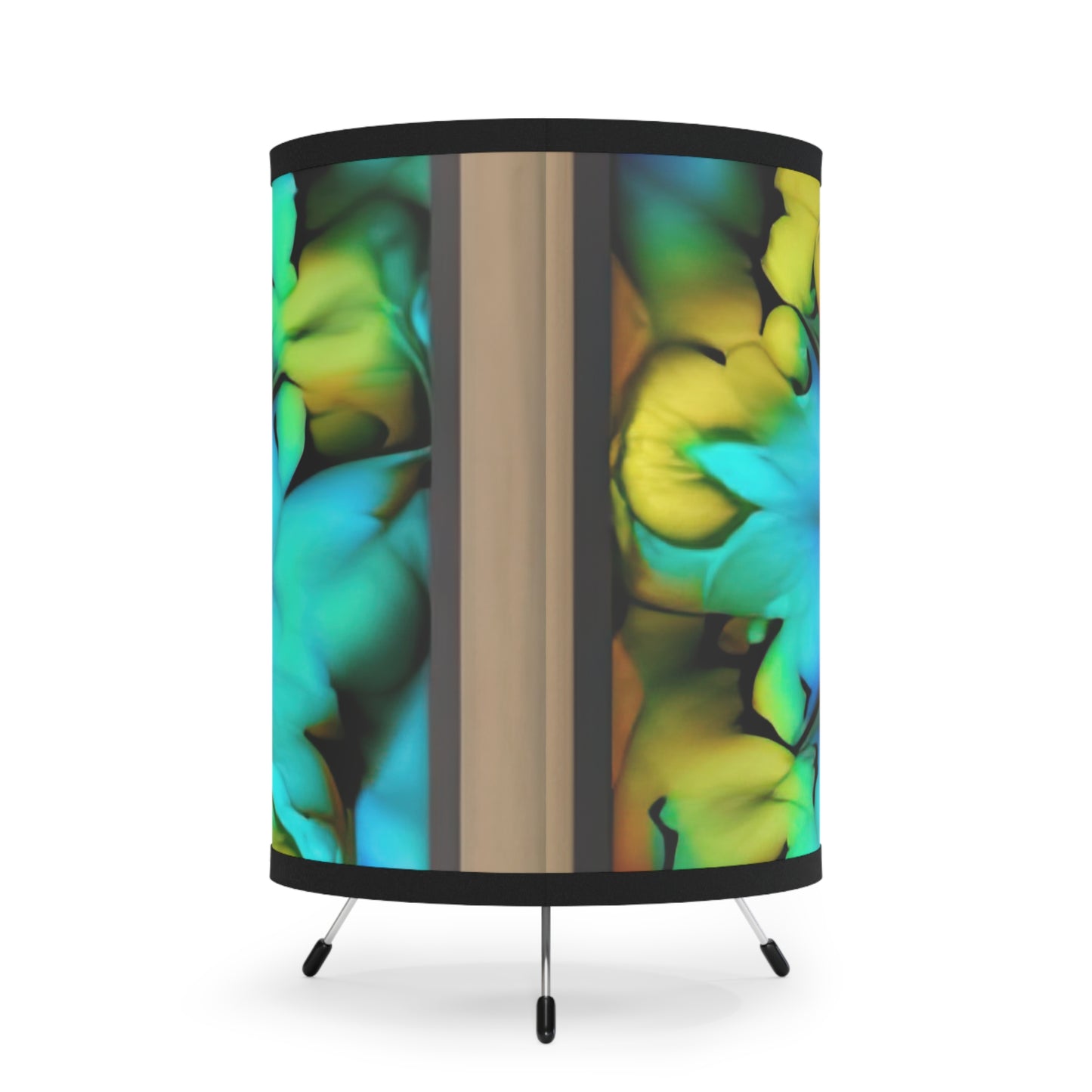 Bold And Beautiful Tie Dye B 3 Blue Yellow Tripod Lamp with High-Res Printed Shade, US\CA plug