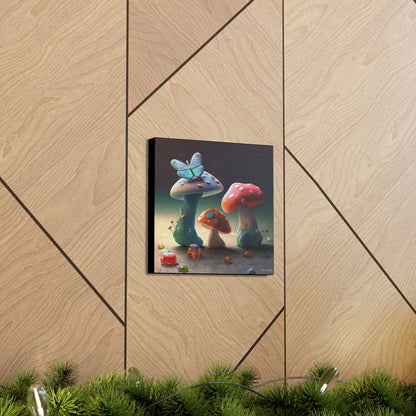 Beautiful Mushroom Luminating Colorful Bliss With Butterflies 2 Canvas Gallery Wraps