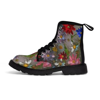 Bold & Beautiful & Metallic Wildflowers, Gorgeous floral Design, Style 6 Women's Canvas Boots