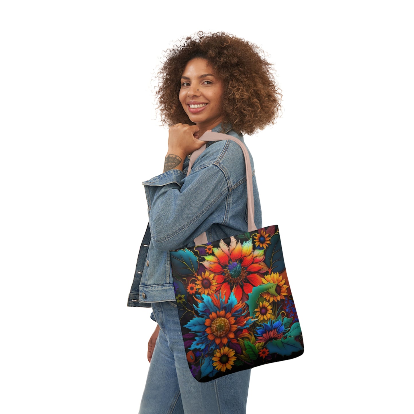 Bold And Beautiful Colorful Flowers Style Two Polyester Canvas Tote Bag (AOP)