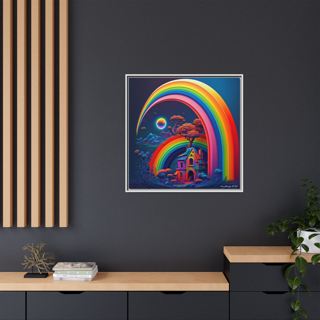 Home Beneath the Rainbow, Art Print — Colorful Modern Wall Canvas