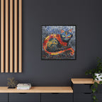 Mystic Shadows: The Enigmatic Cat, Framed Mosaic Cat Art Print — Colorful Modern Wall Canvas