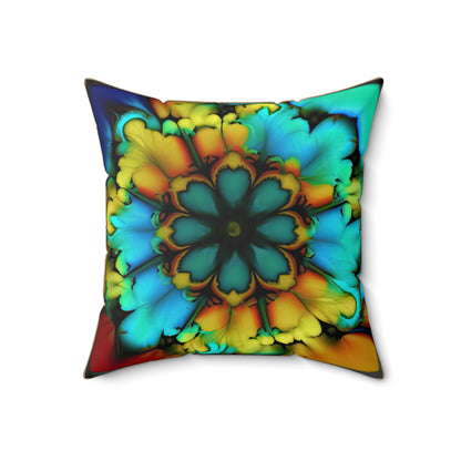 Bold And Beautiful Tie Dye B 3 Blue Yellow Spun Polyester Square Pillow