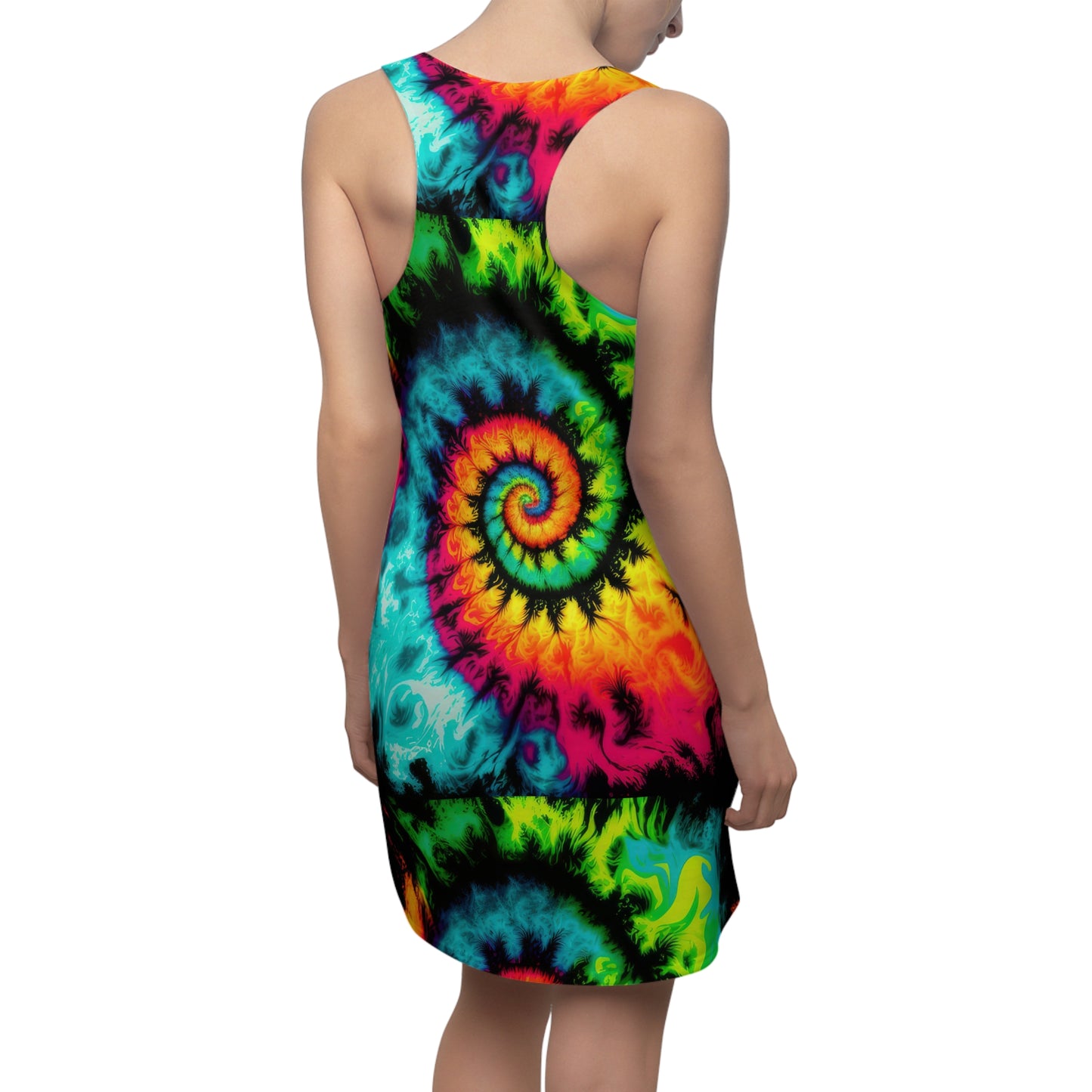 Bold And Beautiful Tie Dye Style Three D, Women's Cut & Sew Racerback Dress (AOP)