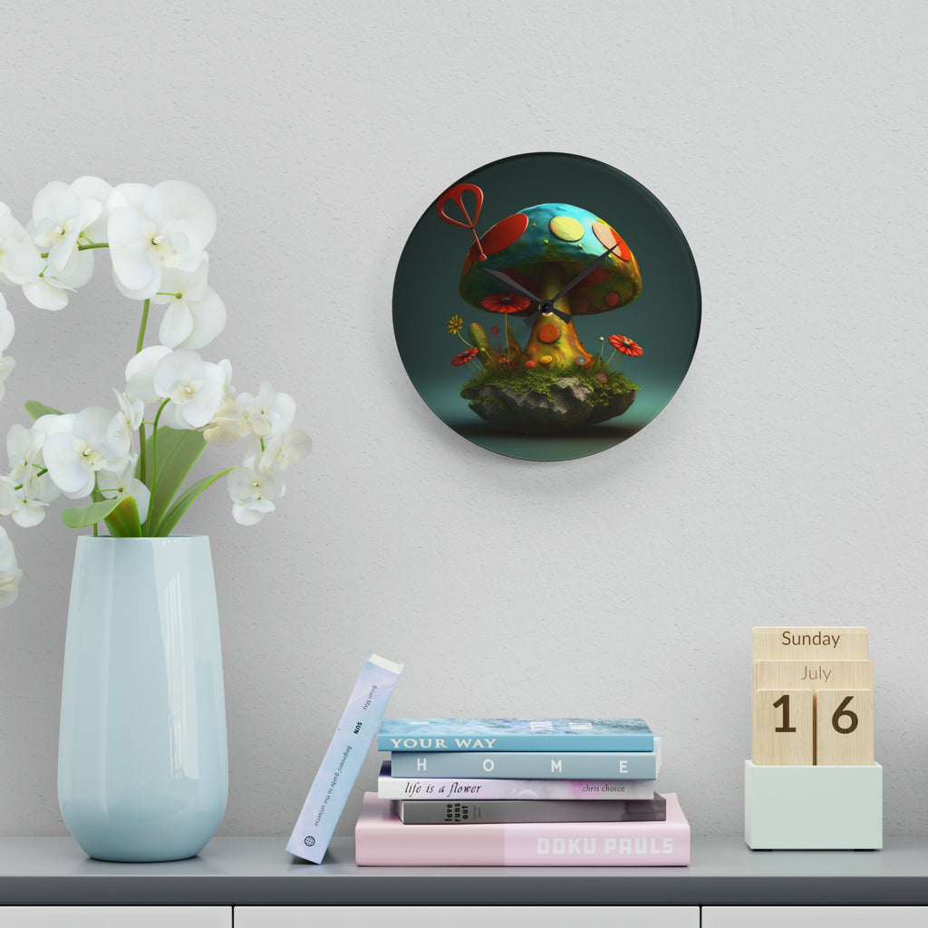 Hippie Mushroom Color Candy Style Design Style 3 Acrylic Wall Clock