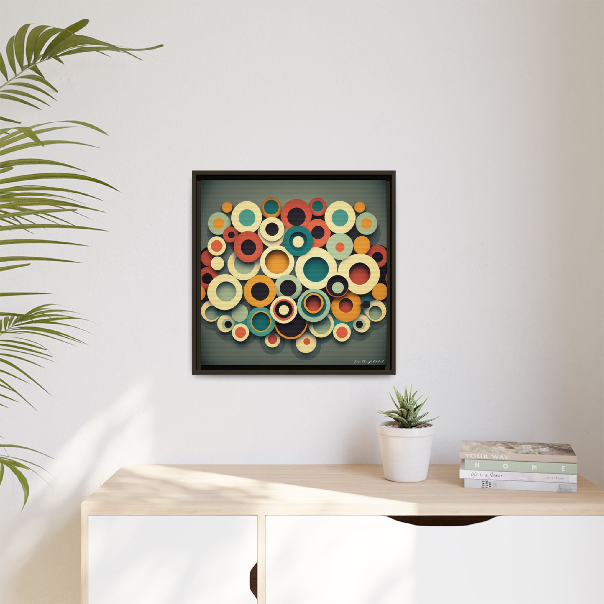 Gathered Circles, Matte Canvas, Framed (Multi-color)