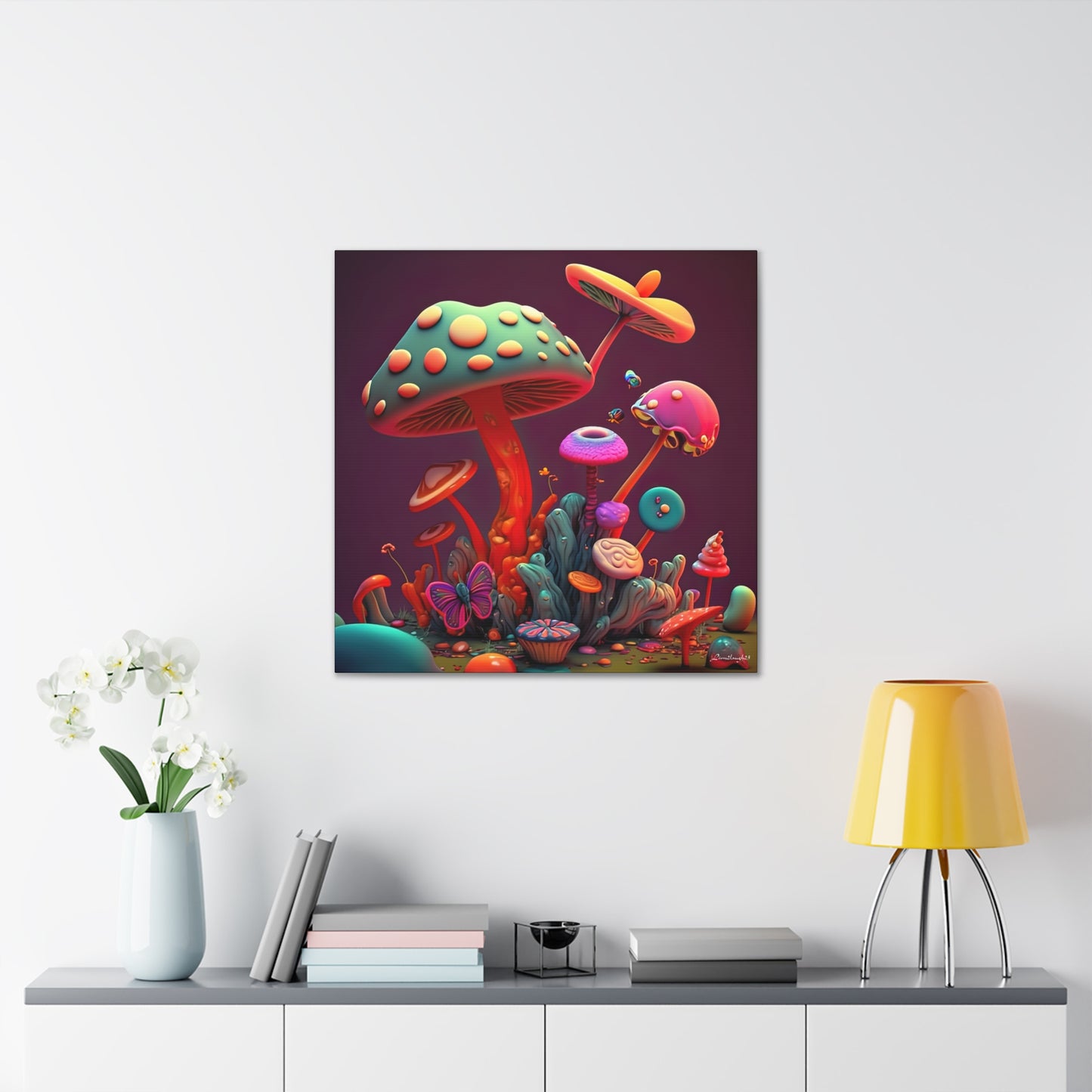 Beautiful Mushroom Luminating Colorful Bliss 2 Canvas Gallery Wraps