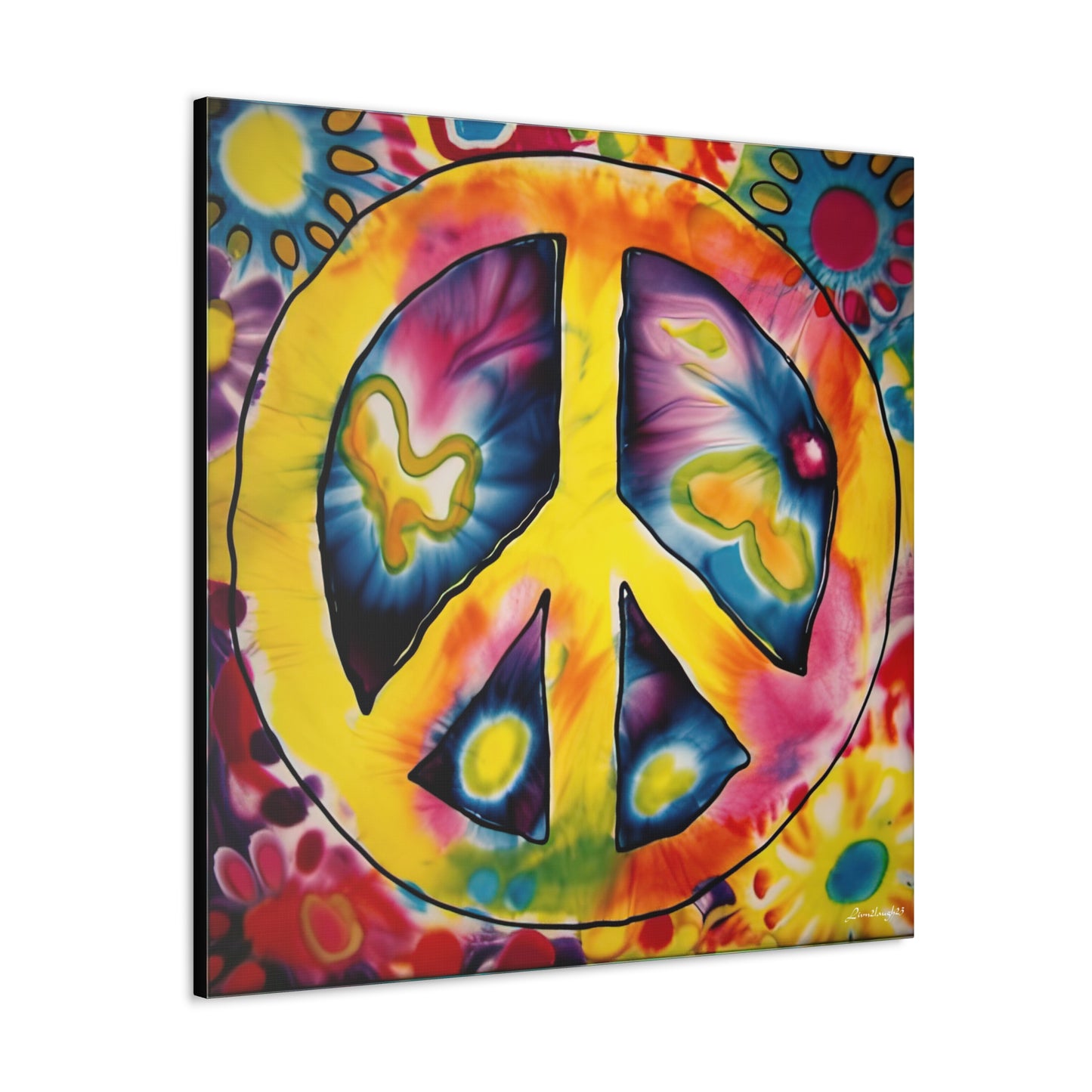 Coolio Tie Dye Hippie Peace Sign 7 Canvas Gallery Wraps