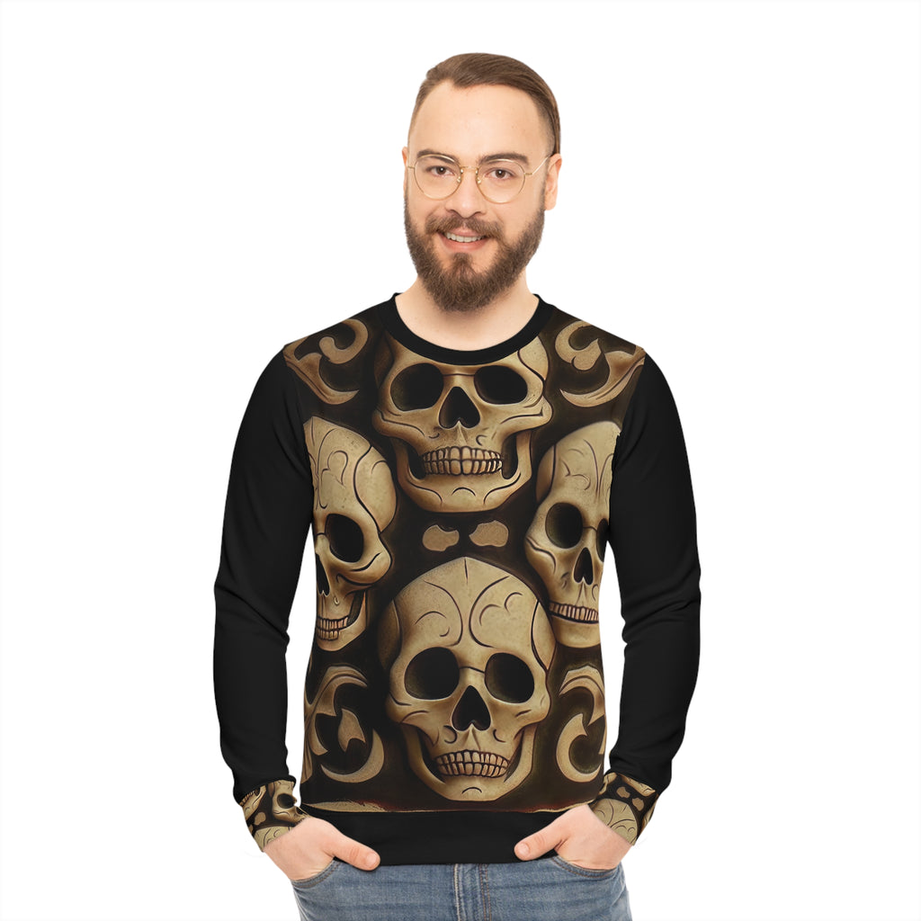 Metallic Chrome Skulls and classic Designed Background Style 16 Lightweight Sweatshirt (AOP)
