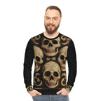Metallic Chrome Skulls and classic Designed Background Style 16 Lightweight Sweatshirt (AOP)