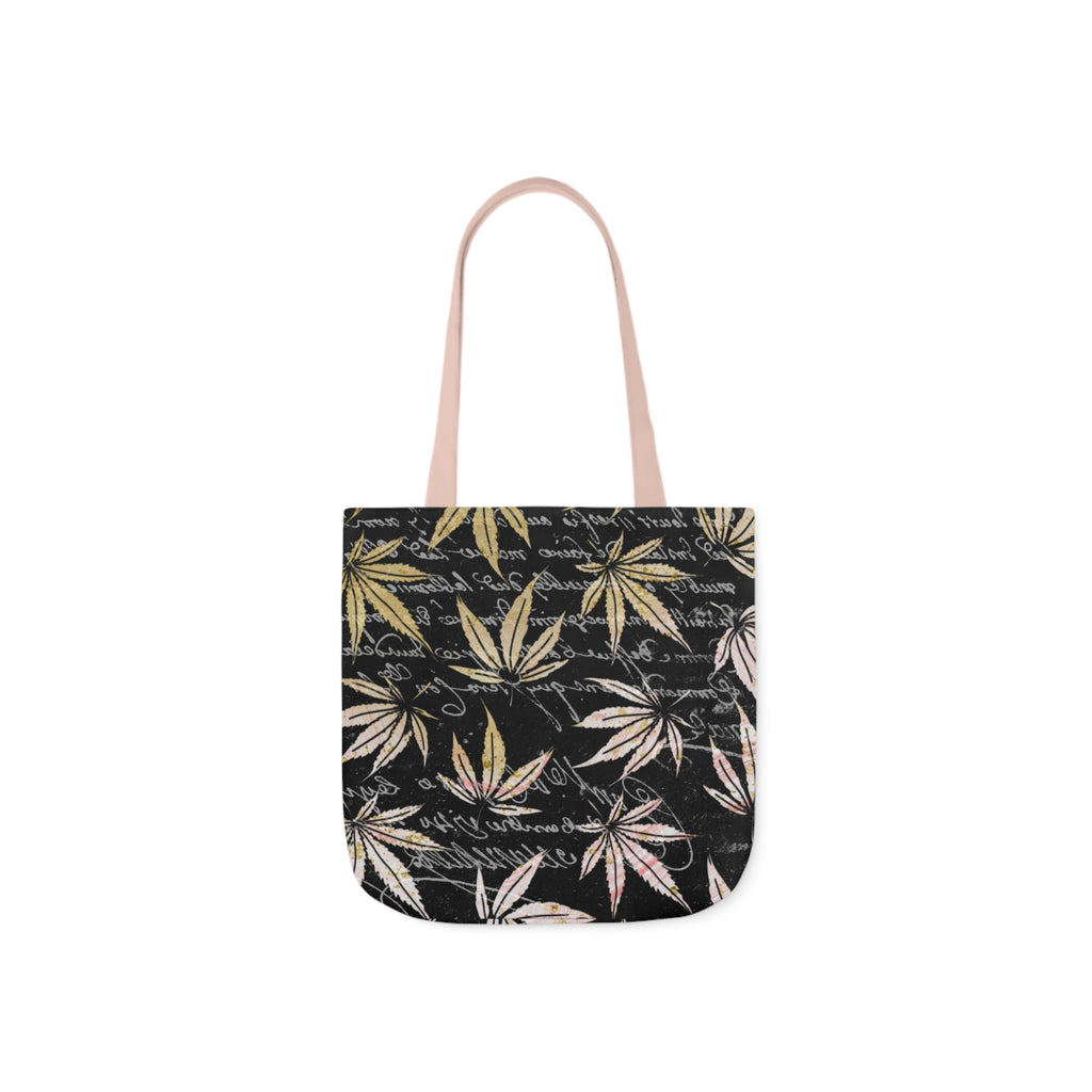 Gold And Black 420 Weed Marijuana Leaf Polyester Canvas Tote Bag (AOP)
