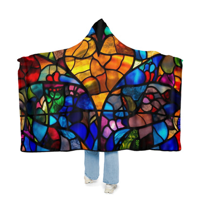 Stained Glass Blue Background Amazing Yellow Heart Snuggle Blanket