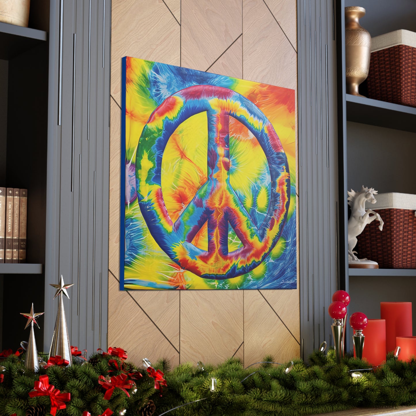 Coolio Tie Dye Hippie Peace Sign 4 Canvas Gallery Wraps