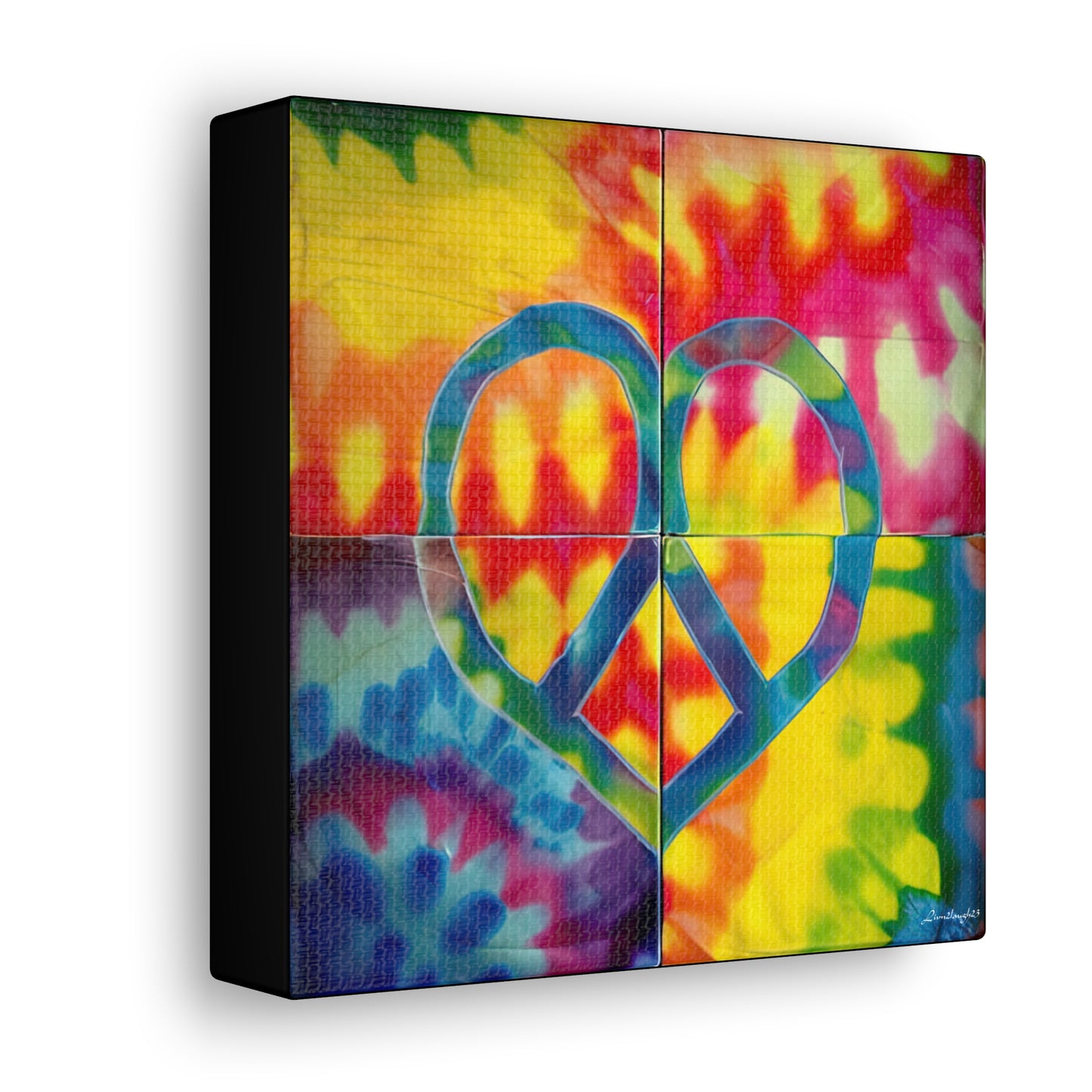 Coolio Tie Dye Hippie Heart Peace Sign Canvas Gallery Wraps