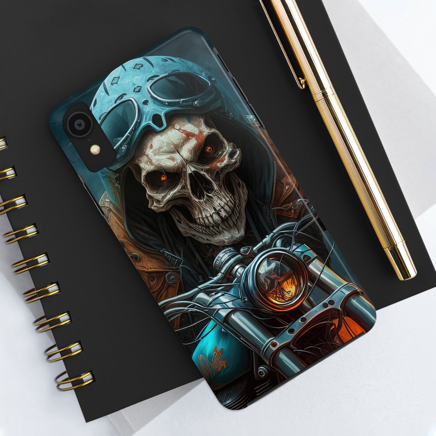 Skull Motorcycle Rider, Ready to Tear Up Road On Beautiful Bike 4 Tough Phone Cases