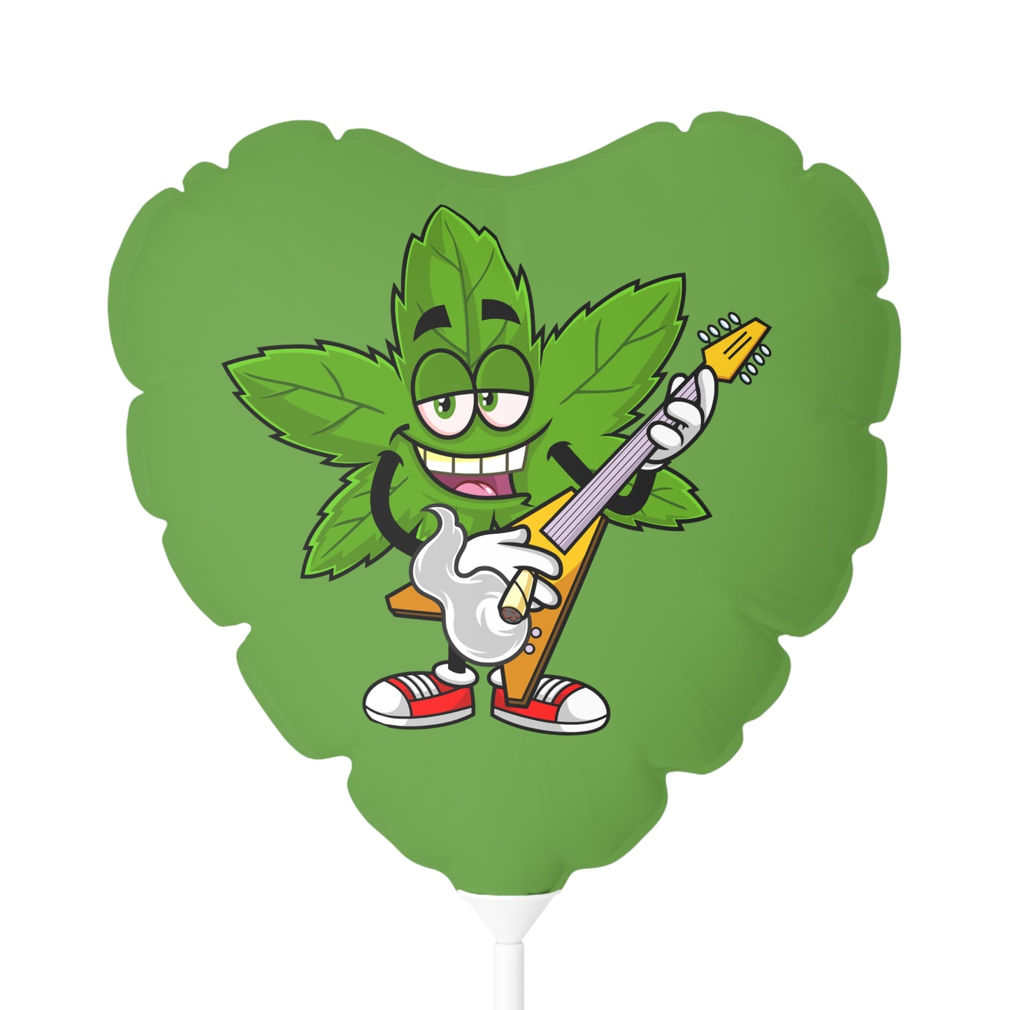 Marijuana Reggae Pot Leaf Man Smoking A Joint With Red Sneakers Style 2, Green Balloon (Round and Heart-shaped), 11"