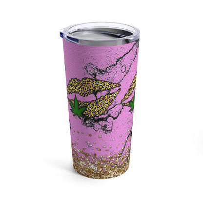 Pink & Animal Print Sexy Lips Marijuana Elegantly Designed 420 Weed Tumbler 20oz